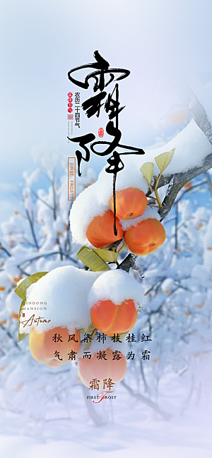 传统节气霜降宣传活动海报