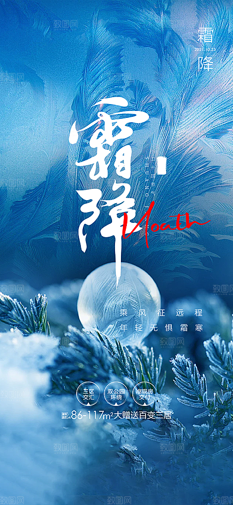 传统节气霜降宣传活动海报
