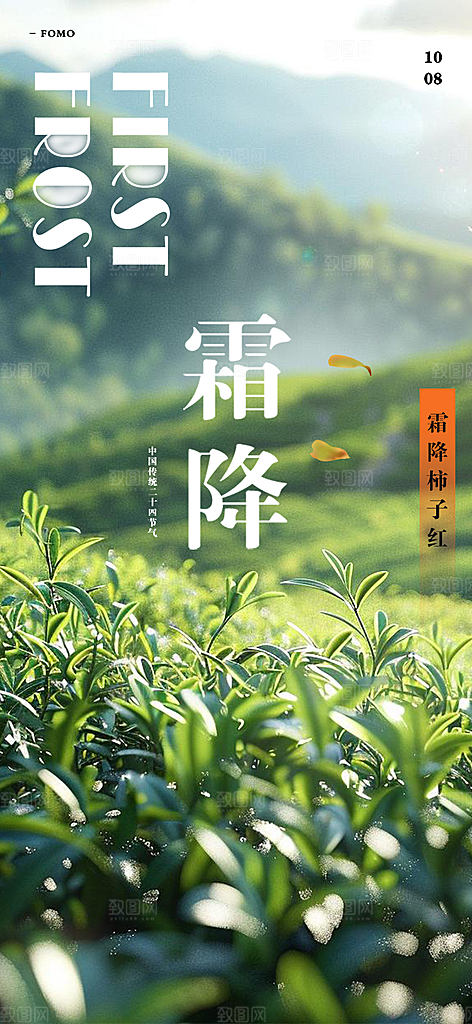 二十四节气霜降宣传活动海报