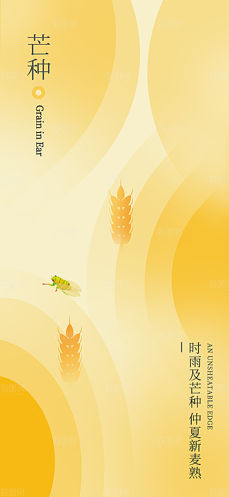 中国传统二十四节气芒种节气宣传海报