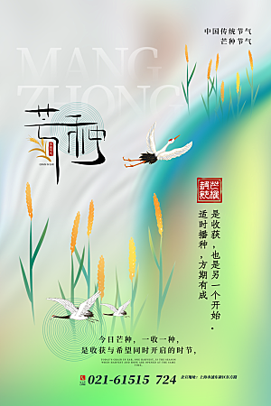 中国传统二十四节气芒种节气宣传海报