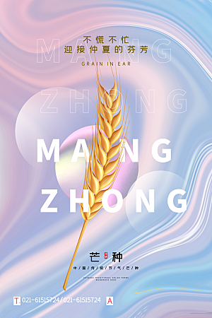 中国传统二十四节气芒种节气宣传海报