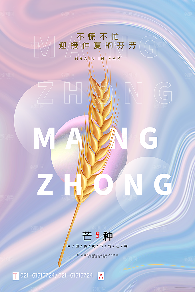 中国传统二十四节气芒种节气宣传海报