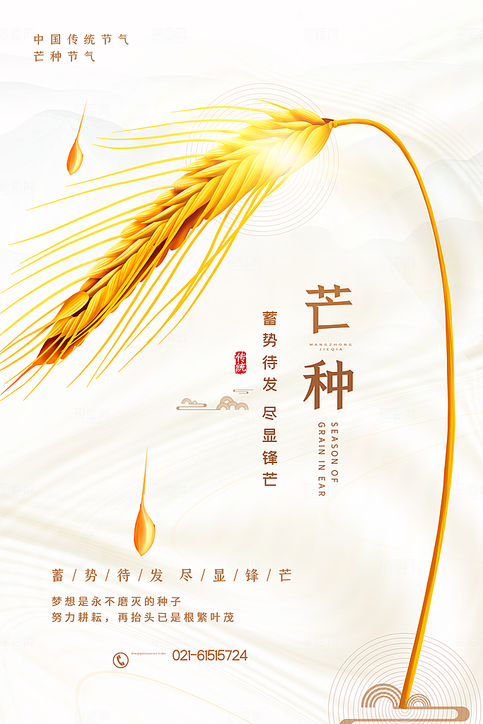 中国传统二十四节气芒种节气宣传海报