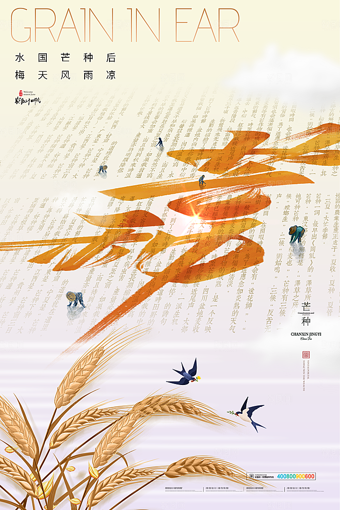 中国传统二十四节气芒种节气宣传海报