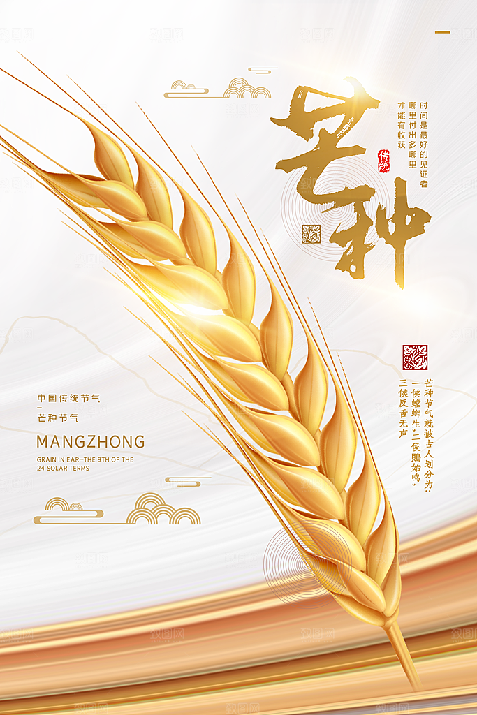 中国传统二十四节气芒种节气宣传海报