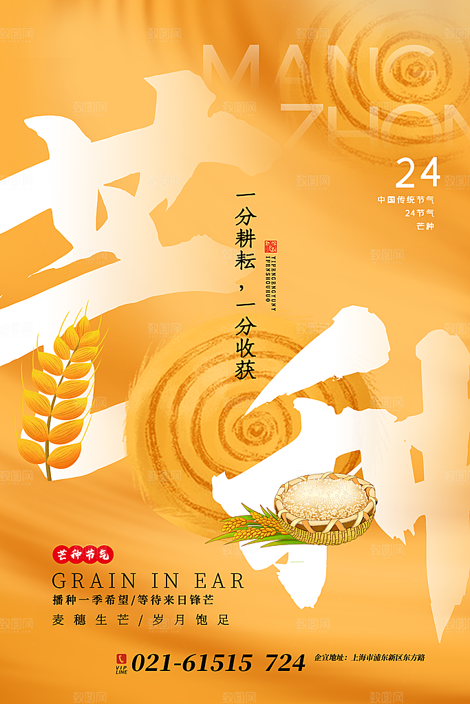 中国传统二十四节气芒种节气宣传海报