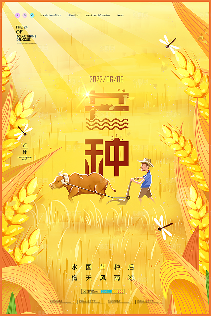 中国传统二十四节气芒种节气宣传海报