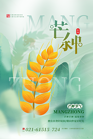 中国传统二十四节气芒种节气宣传海报