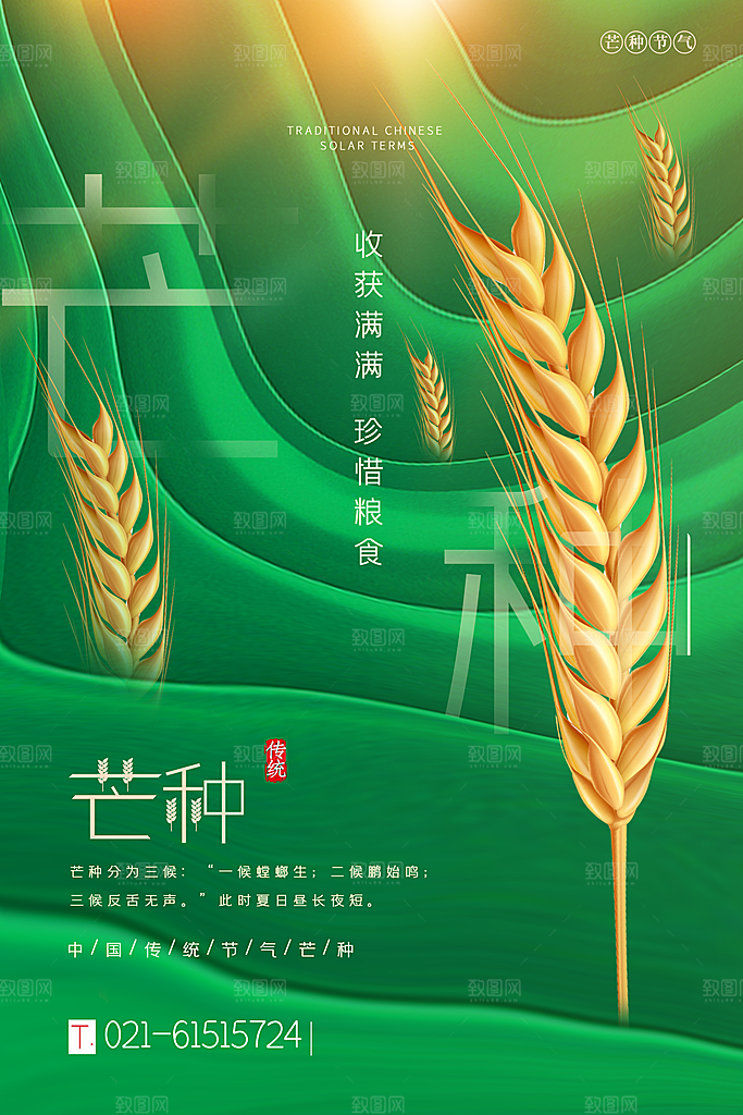 中国传统二十四节气芒种节气宣传海报
