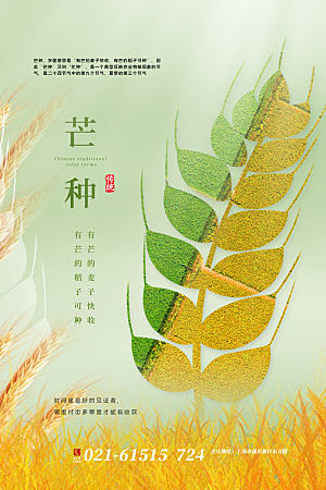 中国传统二十四节气芒种节气宣传海报
