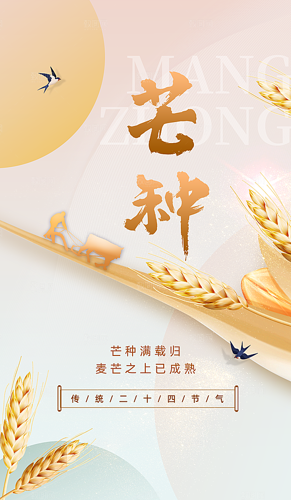中国传统二十四节气芒种节气宣传海报