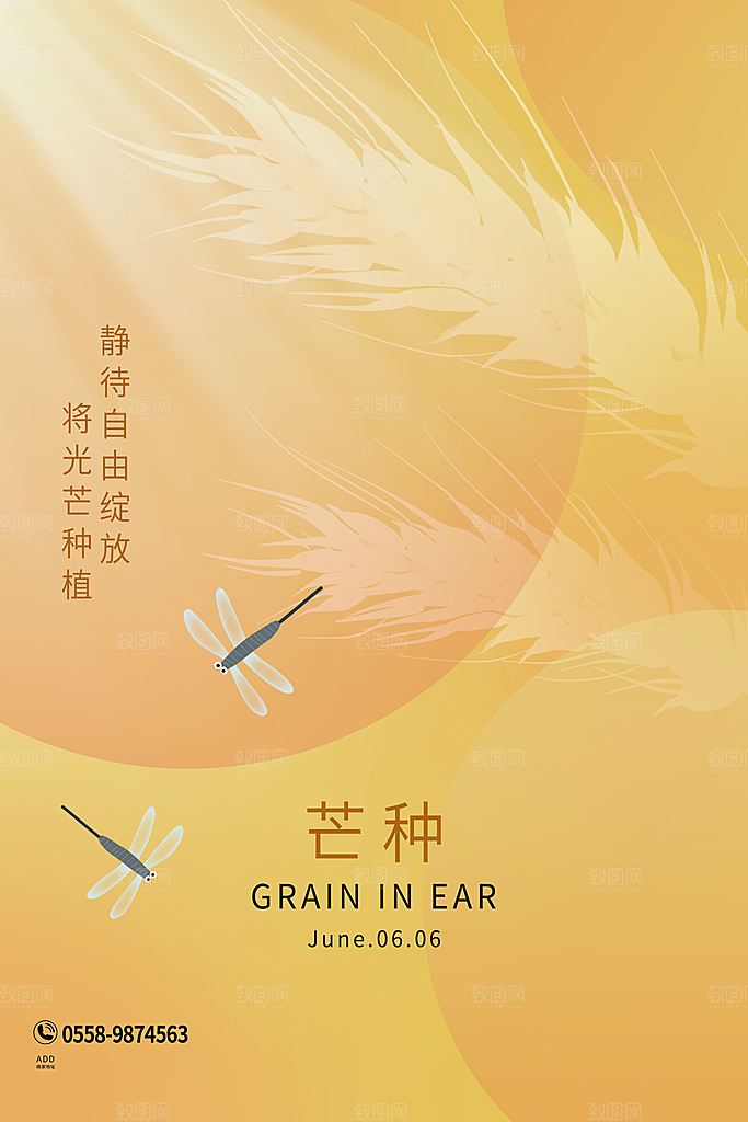 中国传统二十四节气芒种节气宣传海报
