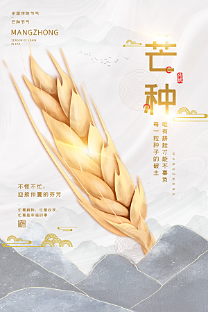 中国传统二十四节气芒种节气宣传海报