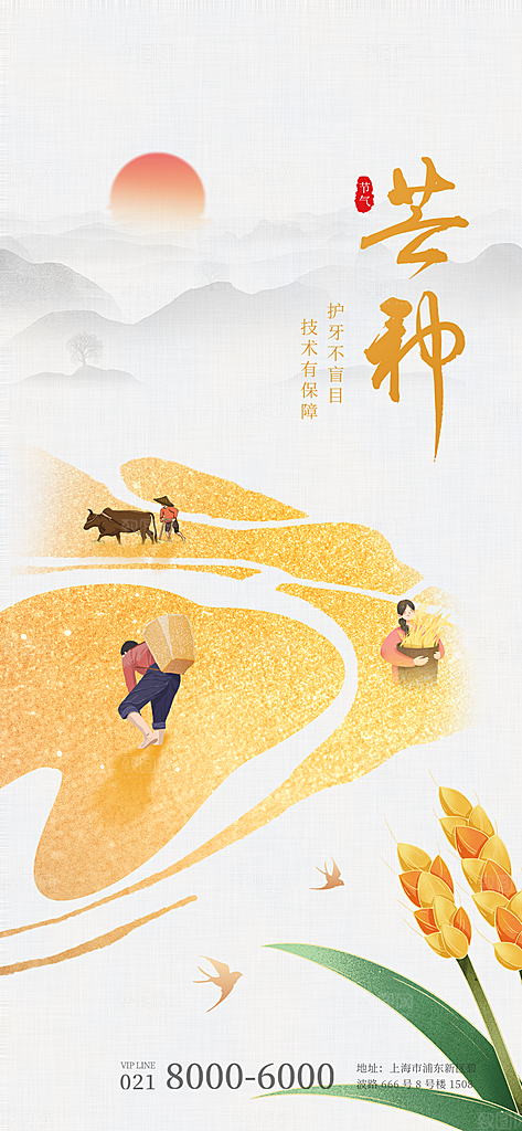 中国传统二十四节气芒种节气宣传海报