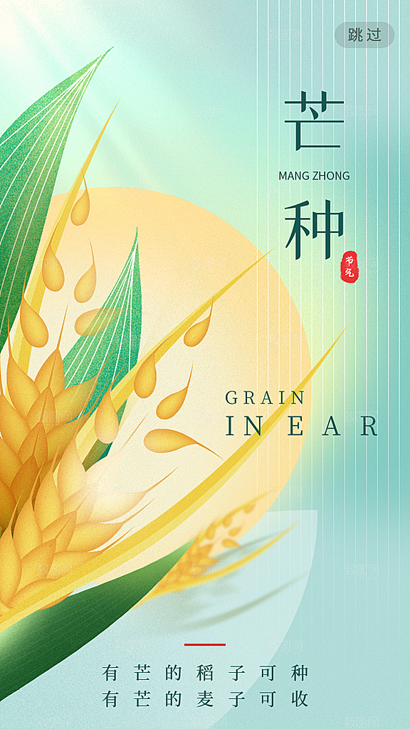 中国传统二十四节气芒种节气宣传海报