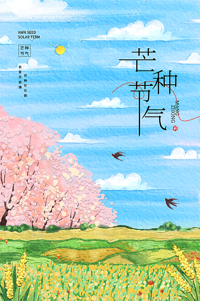 中国传统二十四节气芒种节气宣传海报