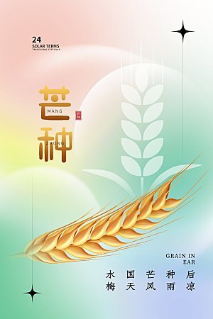 中国传统二十四节气芒种节气宣传海报