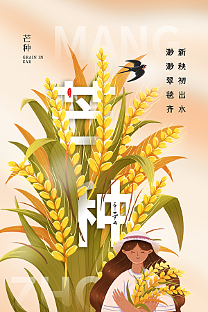 中国传统二十四节气芒种节气宣传海报