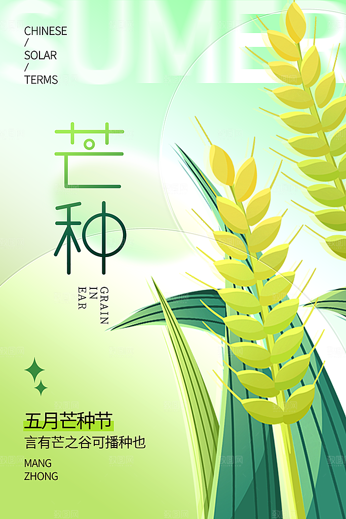 中国传统二十四节气芒种节气宣传海报