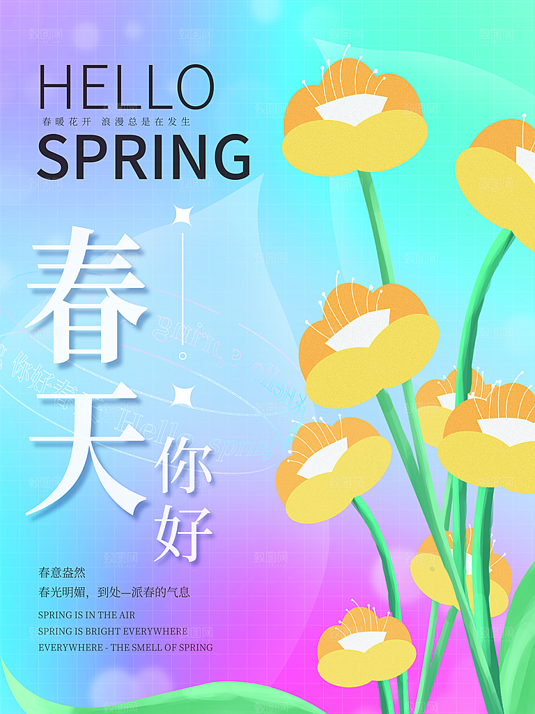 春分节气简约大气海报
