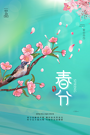 春分节气简约大气海报