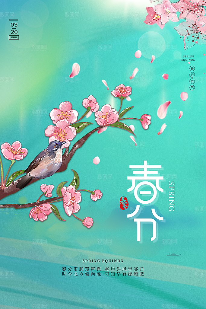 春分节气简约大气海报