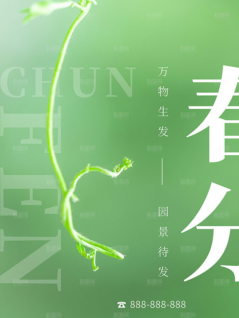 春分节气简约大气海报