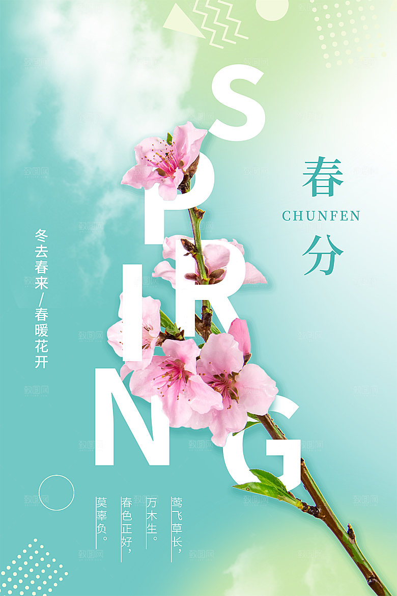 春分节气简约大气海报