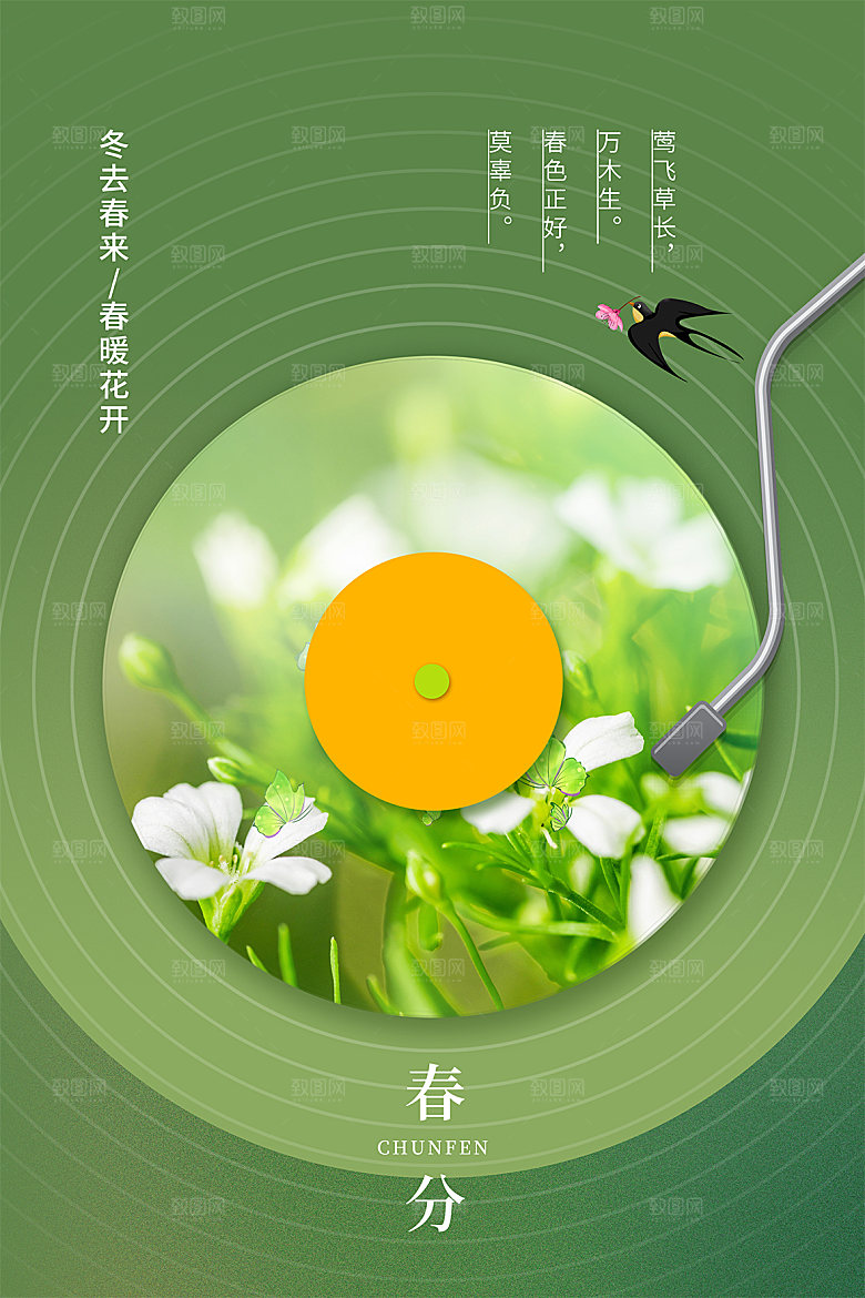 春分节气简约大气海报