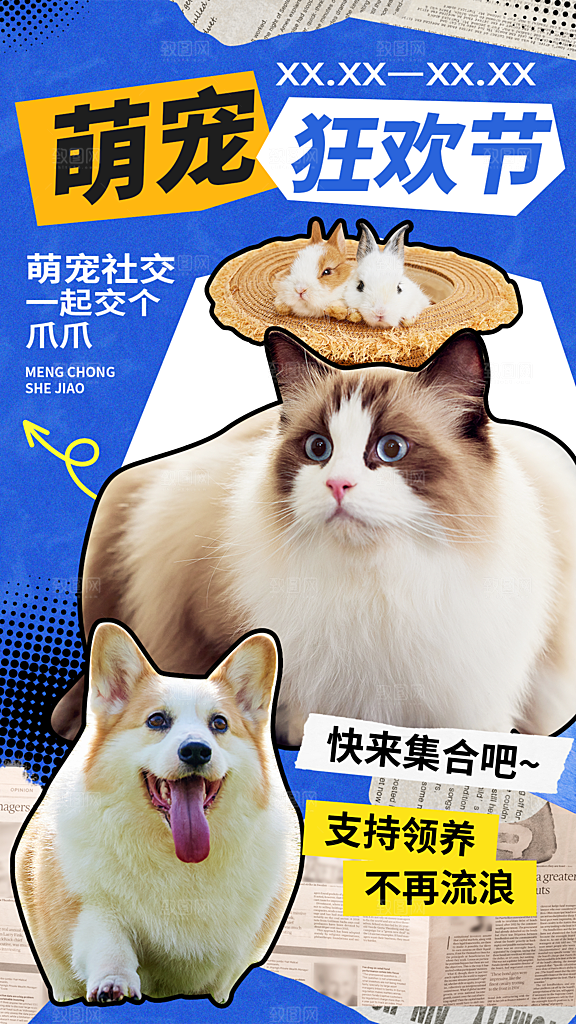 简约大气创意宠物活动宣传海报
