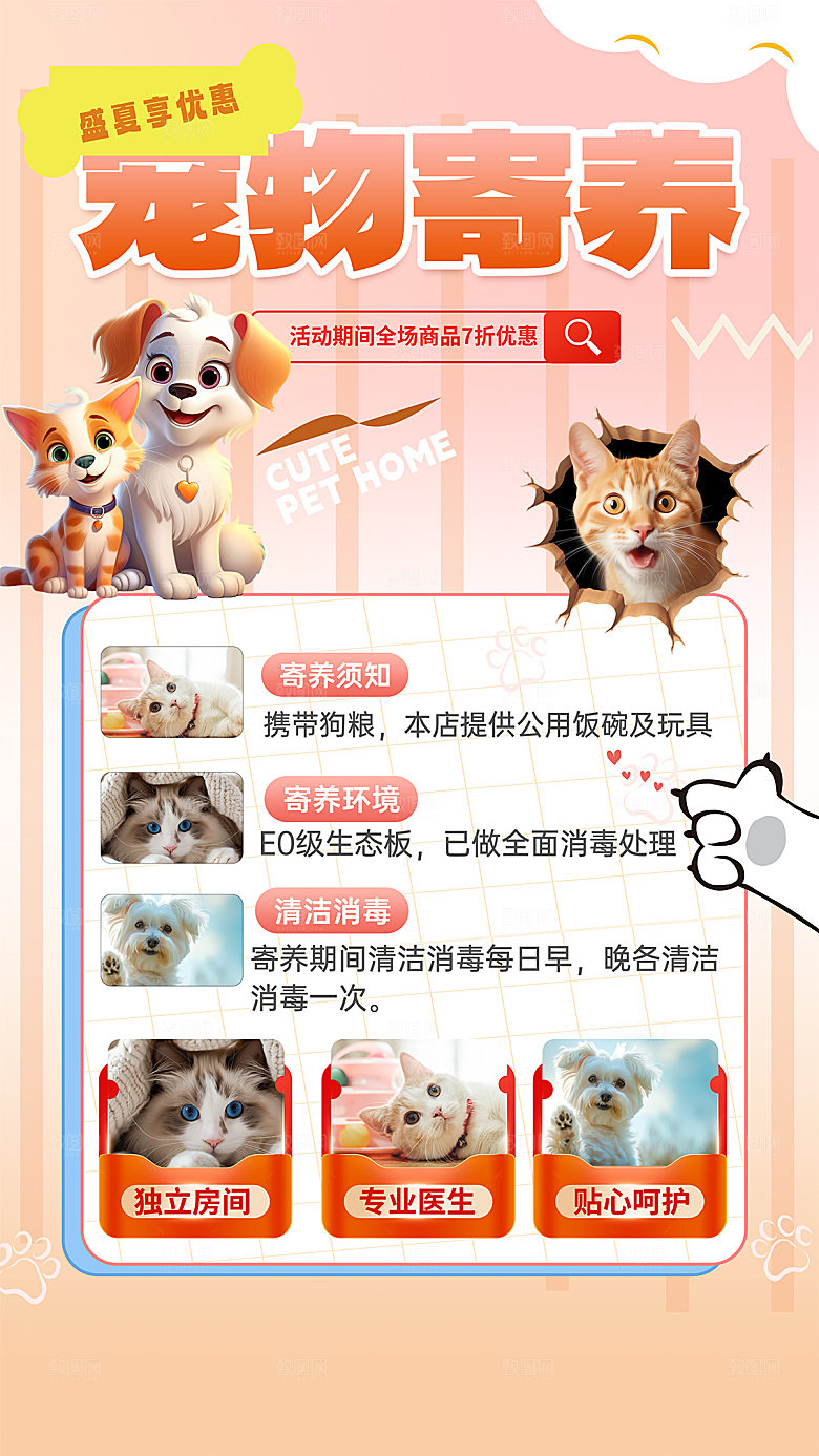 简约大气创意宠物活动宣传海报