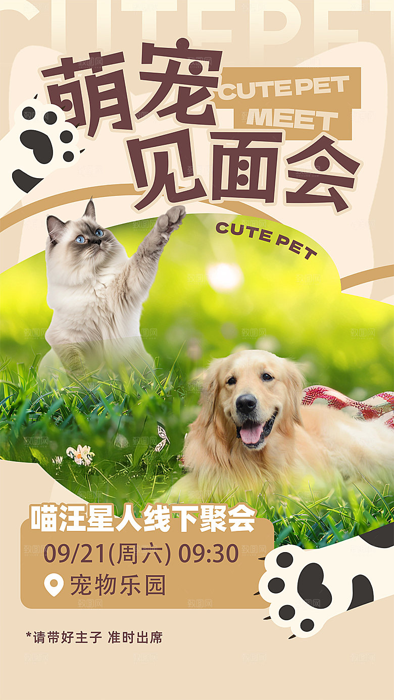 简约大气创意宠物活动宣传海报