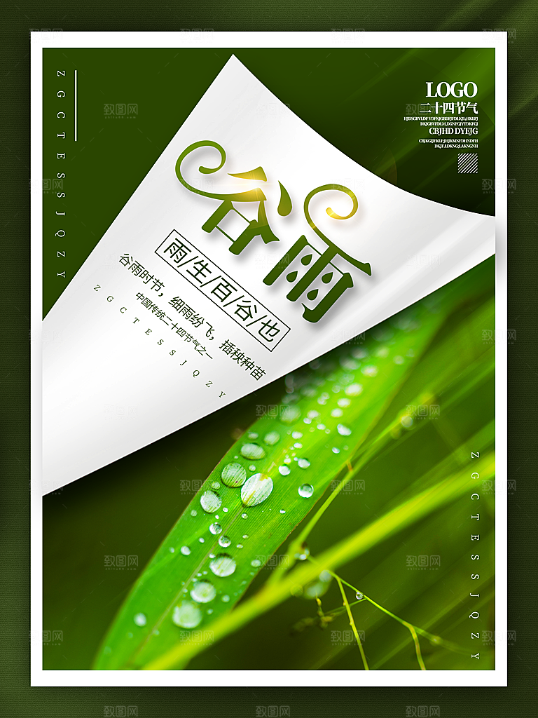清新时尚谷雨节气宣传海报