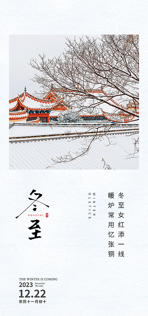 冬至唯美节气大气简约节日海报
