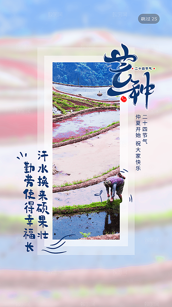 中国传统二十四节气芒种节气宣传海报