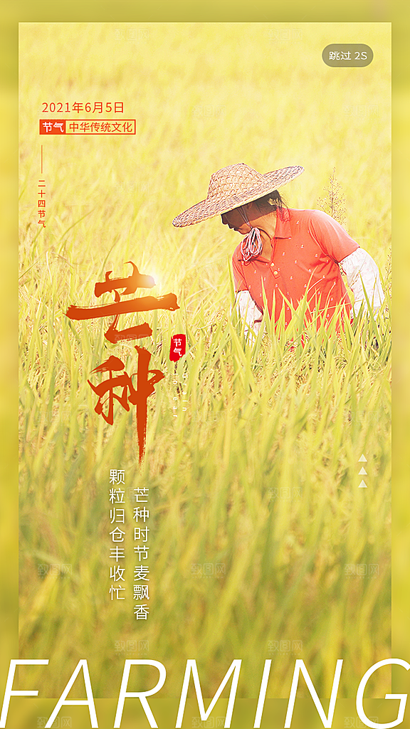 中国传统二十四节气芒种节气宣传海报