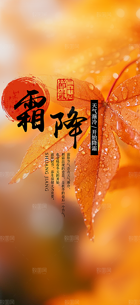 节气霜降宣传活动海报