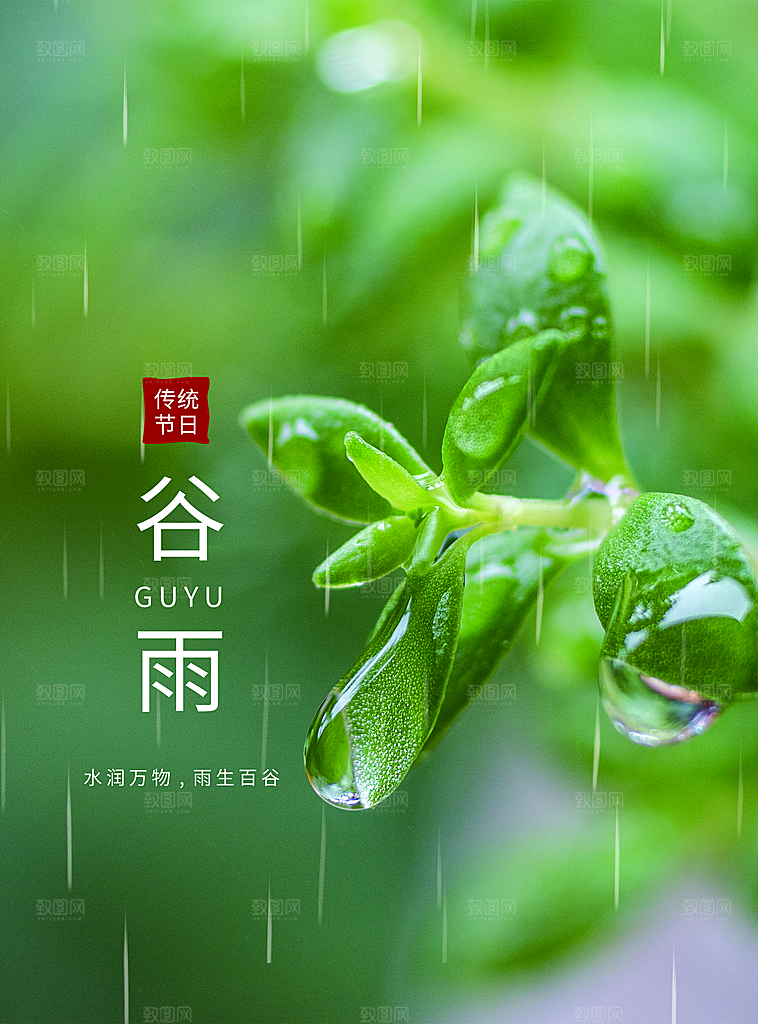 酷炫谷雨节气宣传海报