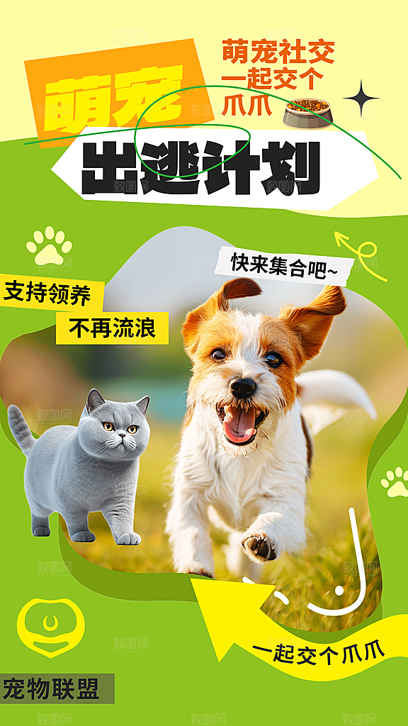 卡通宠物萌宠活动宣传海报