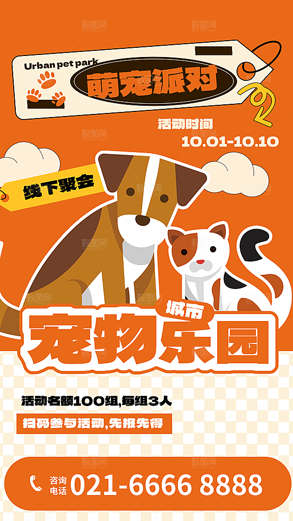 简约大气创意宠物活动宣传海报
