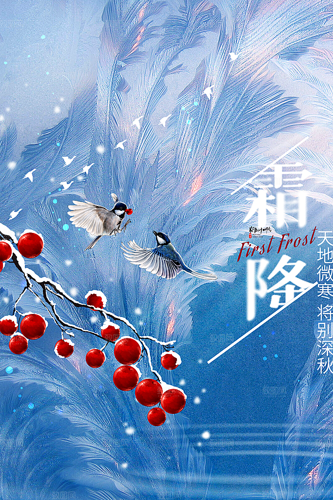 大气简约霜降海报