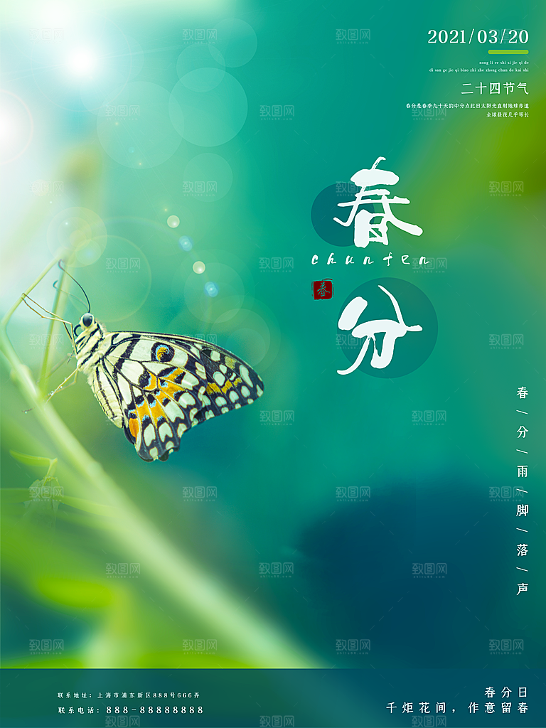 传统节气春分海报模板