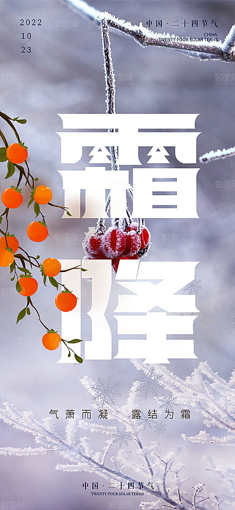 节气霜降宣传活动海报