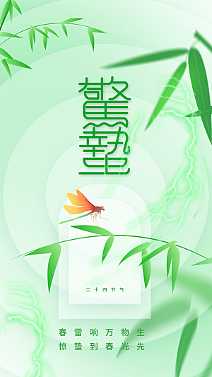 时尚惊蛰节气宣传海报