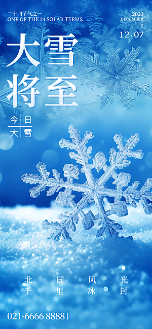 中国传统二十四节气大雪节气宣传海报