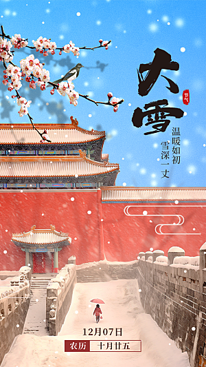 中国传统二十四节气大雪节气宣传海报