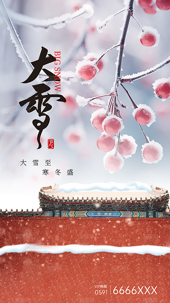 中国传统二十四节气大雪节气宣传海报