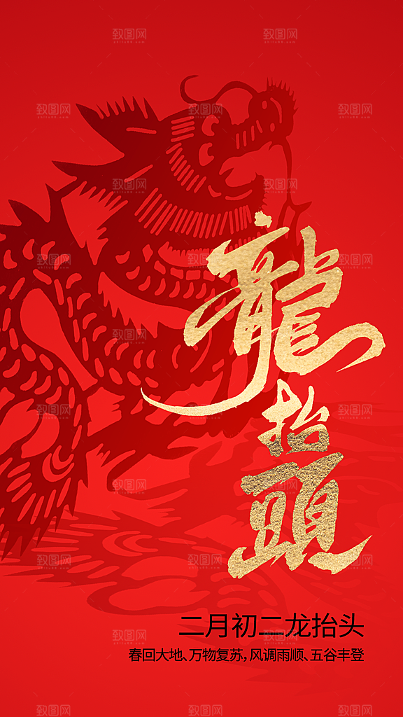 质感二月二龙抬头宣传海报