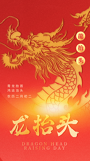 质感二月二龙抬头宣传海报